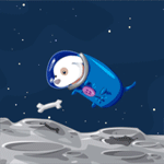  Собака в скафандре парит в <b>космосе</b> на фоне звездного неба... 