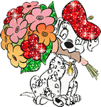 Далматинец с букетом цветов