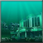 Разрушенный город полностью оказался под водой