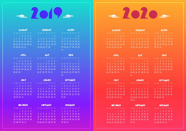 Календарь на  2019 и 2020 годы