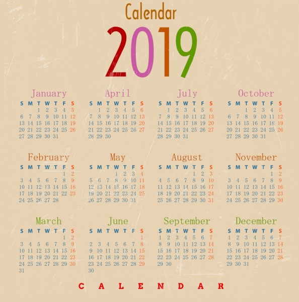 Ретро Календарь 2019 с месяцами по английски