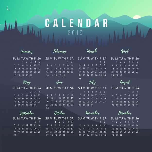 Календарь на 2019 год. Горы, природа