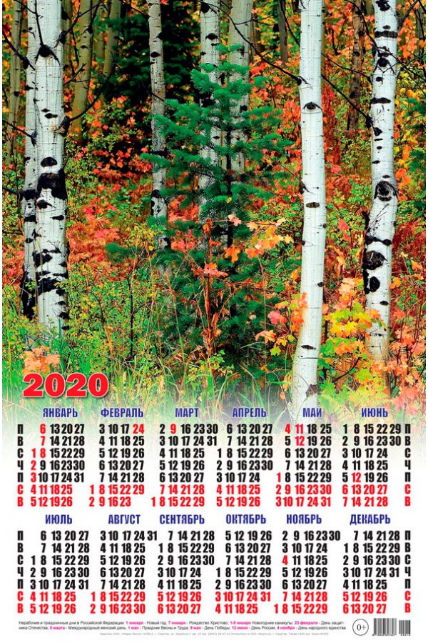 Календарь 2020 года Осенний лес