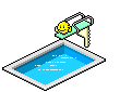 Смайлик прыгает в воду в бассейне