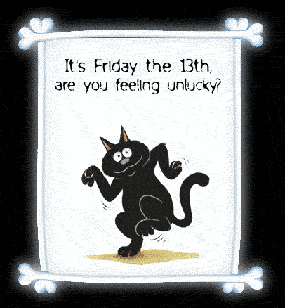Открытки. Пятница 13-е! Черная кошка танцует!