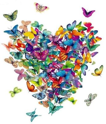 Разноцветные бабочки в виде сердечка - благодарность!