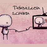 Человечек смотрит телевизор (television screen)