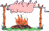 Свинка готовится на вертеле