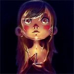  Маленькая <b>девочка</b> в темноте, со свечей в руках 