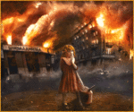  Девочка в <b>огне</b>, старый город горит, огонь 