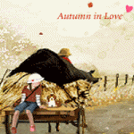 Ребенок с собакой сидят на скамейке (autumn in  love)