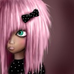 Девочка с розовыми волосами и бантиком