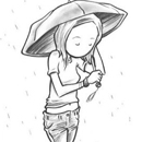 Грустная девочка под зонтиком