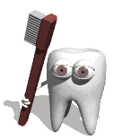 Зуб с зубной  щёткой