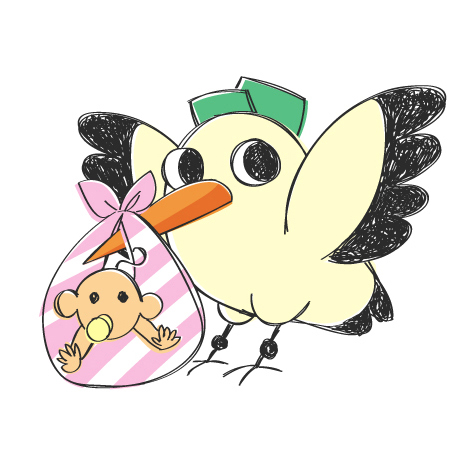 5 мая-день акушерки. Птичка с малышом в завязанном платочке