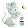 Мышонок поливает цветок