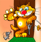  <b>Полосатый</b> кот с ключами от квартиры и мышка 