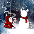  Человек в костюме <b>медведя</b> рядом со снеговиком-<b>медведем</b> 