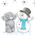 Мишки и снеговик, снег идет