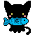  Черный котенок с голубой рыбкой в <b>зубах</b> 