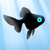 Аватар с полностью чёрной рыбкой с голубыми глазами