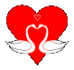 Два лебедя на <b>фоне</b> красного сердца 