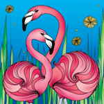 Нарисованные фламинго