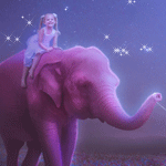 Девочка на розовом слоне