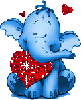 Голубой слоник с сердечком красным