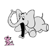 Слоненок знакомится с мышкой