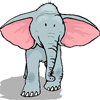 Слон серый с большими розовыми ушами