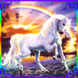 Белая лошадь на фоне радуги