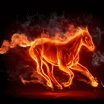  Конь огненный. <b>Темный</b> фон 