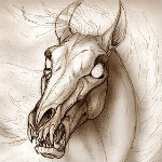 Лошадь - демон с клыками