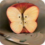  Яблоко вырезанное в <b>виде</b> бабочки 