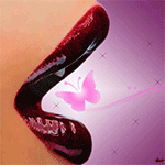 Бардовые губы и розовая бабочка