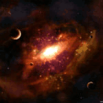  Галактика излучает сияние в <b>космосе</b> 