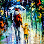 Рисунок папа и сын под дождем