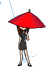 Девочка под красным зонтом