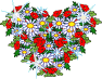 Смайлик в центре букета цветов
