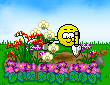  <b>Смайлик</b> сажает цветы на клумбу 