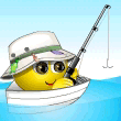  Рыбачить с лодки - <b>радость</b> для смайлика 