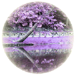 Дерево с фиолетовыми листьями склонилось над водой