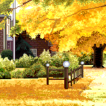 Осенний листопад в парке, жёлтые листья падают на дорожки...