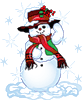  <b>Снеговик</b> в шляпе и с шарфиком 