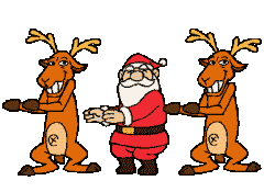 Дед Мороз танцует с оленями  веселый танец
