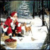  Санта и олененок <b>зимой</b> в снегу в лесу 