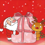 Санта-клаус с оленем принесли подарки