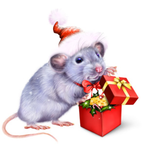  Символ года - крыса с <b>новогодним</b> подарком 