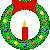  Рождественский венок маленький с красной ленточкой и <b>свечой</b> 